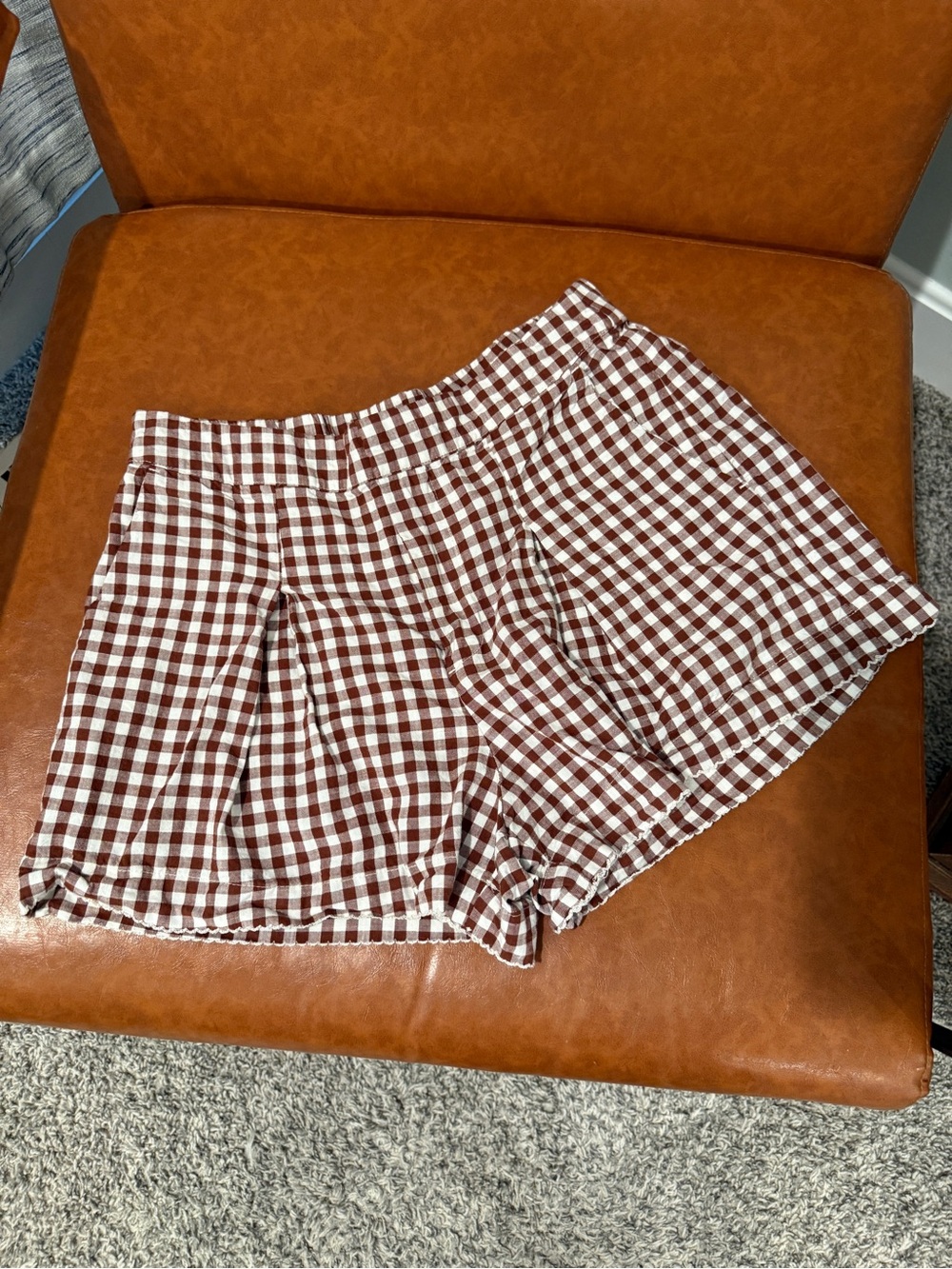 a new day Brown and White Gingham High-Waist Shorts